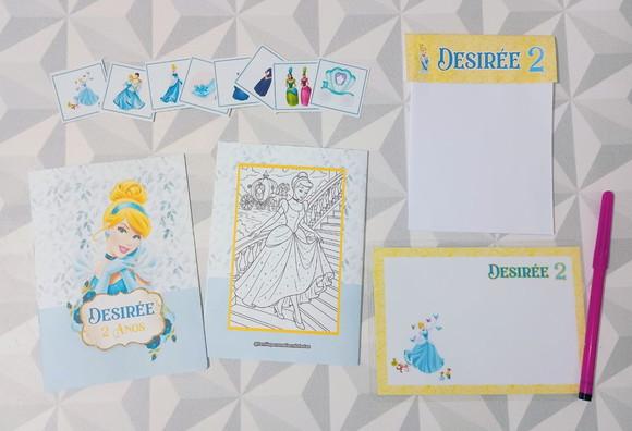 Kit 5 Brindes em 1 Lembrancinha Infantil Cinderela