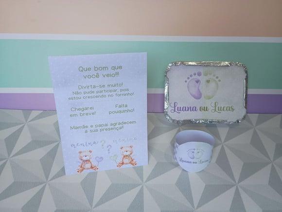 Kit Centro de Mesa Personalizado para Chá Revelação