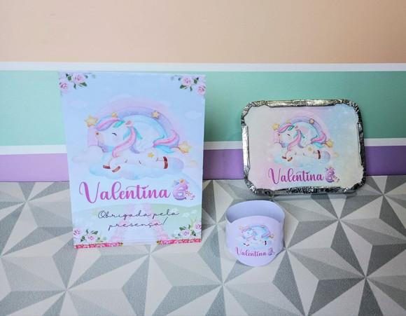 Kit Centro de Mesa Personalizado Tema Unicórnio