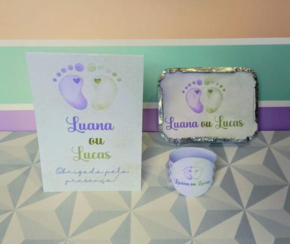 Kit Centro de Mesa Personalizado para Chá Revelação