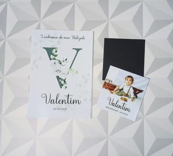 Lembrança de Batizado Kit Livrinho de Orações + Imã c/ Foto