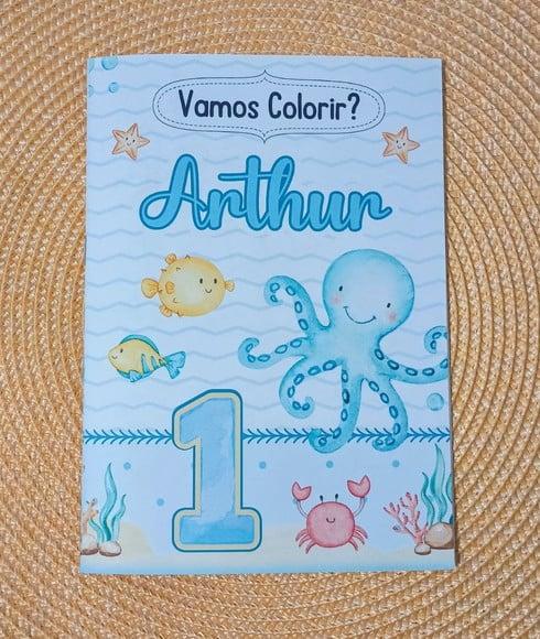 Livrinho de Colorir Fundo do Mar Brinde Personalizado