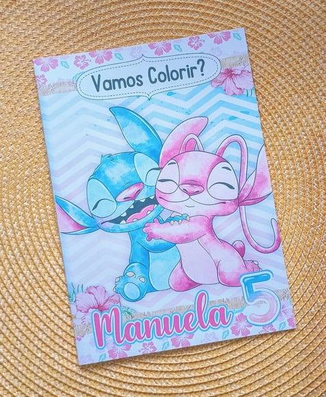 Livrinho de Colorir Tema Stitch e Angel Brinde Personalizado