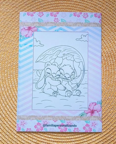 Livrinho de Colorir Tema Stitch e Angel Brinde Personalizado