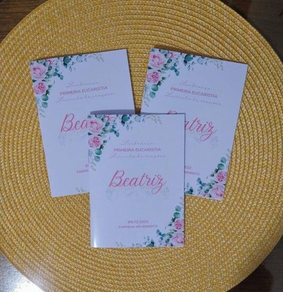 Livrinho de Orações Floral Rosa Lembrancinha Personalizada