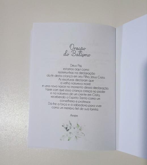 Livrinho de Orações Lembrança Personalizada Batismo