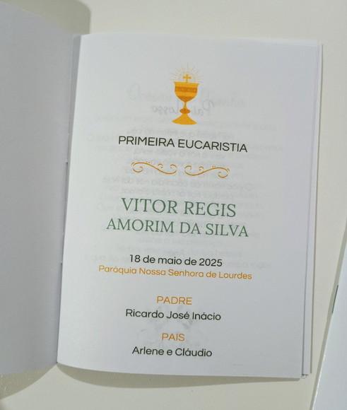 Livrinho de Orações Lembrança Primeira Eucaristia