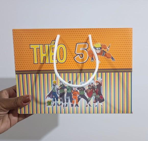 Sacola de Papel Personalizada Tema Naruto 15a x 20l