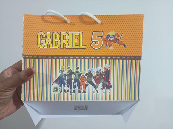 Sacola de Papel Personalizada Tema Naruto 15a x 20l