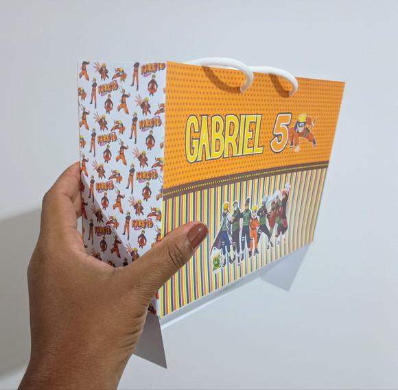 Sacola de Papel Personalizada Tema Naruto 15a x 20l