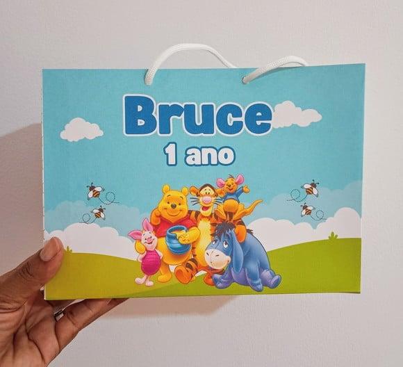 Sacola de Papel Personalizada Ursinho Pooh 15a x 20l