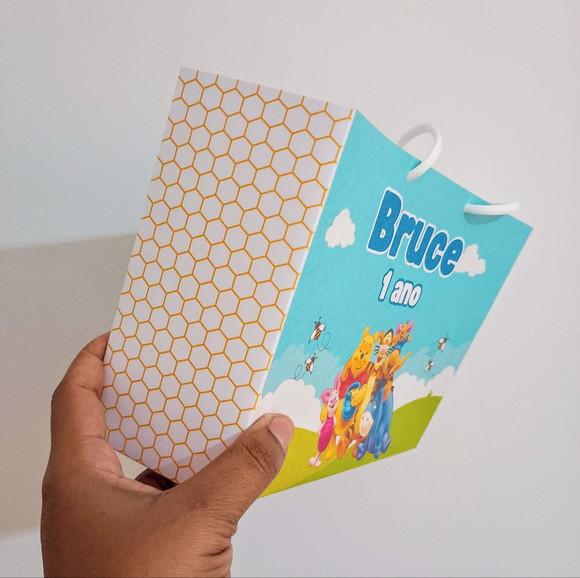 Sacola de Papel Personalizada Ursinho Pooh 15a x 20l