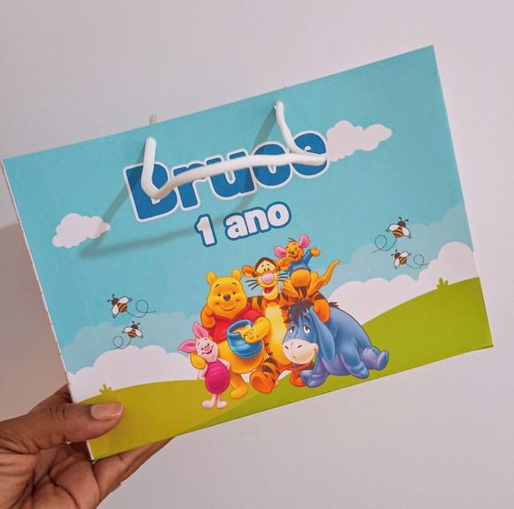 Sacola de Papel Personalizada Ursinho Pooh 15a x 20l