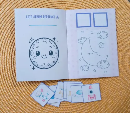 Álbum de Figurinhas e Colorir no Mundo da Lua Lembrancinha