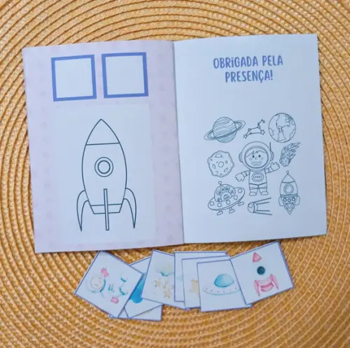 Álbum de Figurinhas e Colorir no Mundo da Lua Lembrancinha