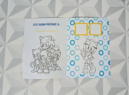 Álbum de Figurinhas e Livrinho de Colorir Sonic 10x15