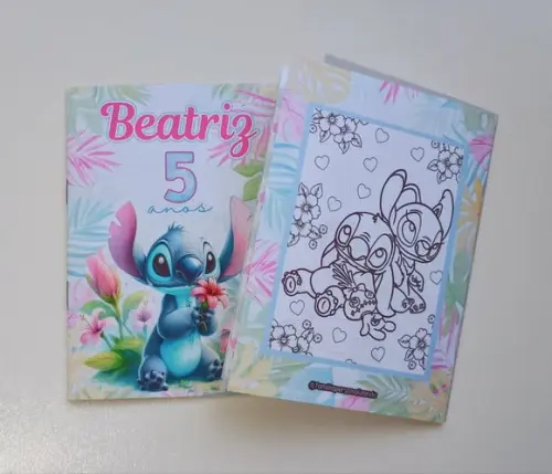 Álbum de Figurinhas e Livrinho de Colorir Stitch Jardim