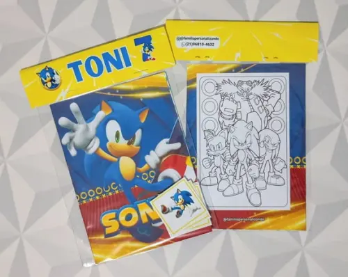 Álbum de Figurinhas e Livrinho de Colorir Sonic 10x15
