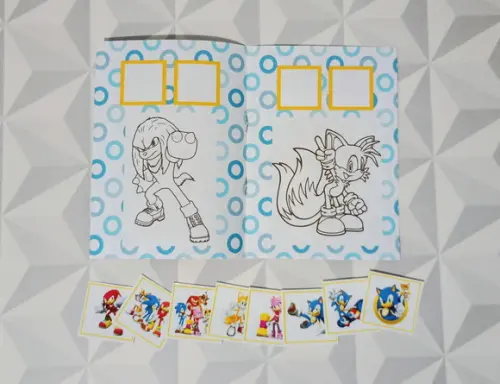 Álbum de Figurinhas e Livrinho de Colorir Sonic 10x15