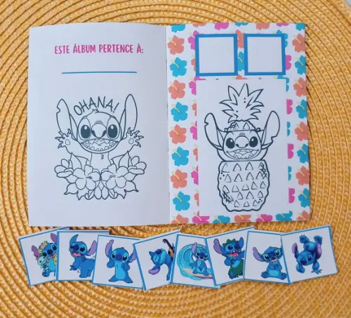 Álbum de Figurinhas e Livrinho de Colorir Stitch Menina
