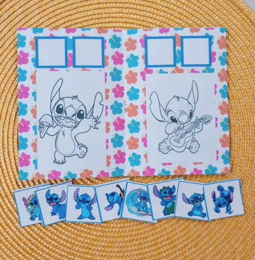 Álbum de Figurinhas e Livrinho de Colorir Stitch Menina