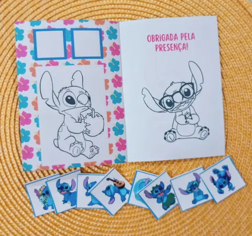 Álbum de Figurinhas e Livrinho de Colorir Stitch Menina