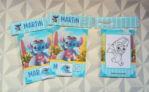 Álbum de Figurinhas e Livrinho de Colorir Stitch Menino