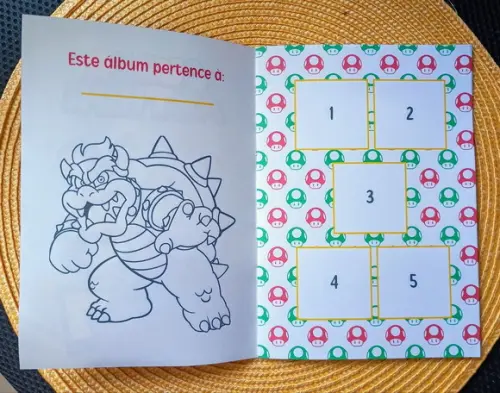 Álbum de Figurinhas e Livro de Colorir Super Mario 15x21