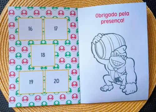 Álbum de Figurinhas e Livro de Colorir Super Mario 15x21