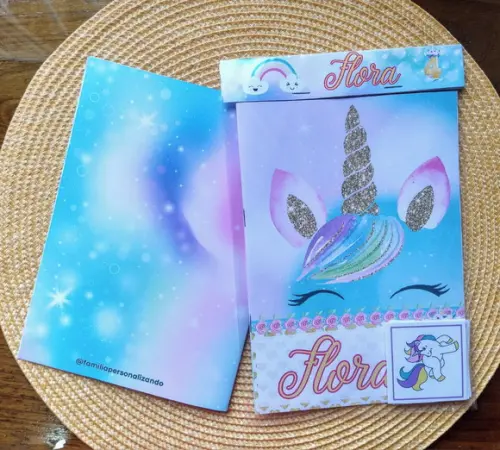 Álbum de Figurinhas Personalizado Unicórnio 15x21
