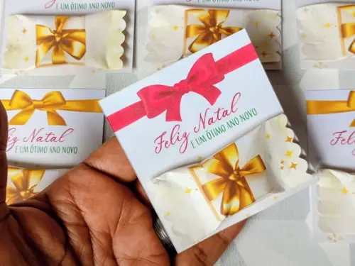 Card com Bala Personalizada - Brinde de Natal e Ano Novo