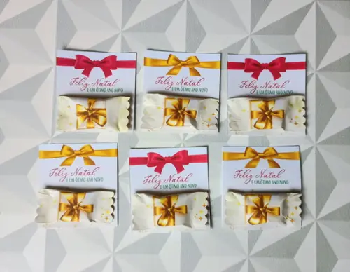 Card com Bala Personalizada - Brinde de Natal e Ano Novo