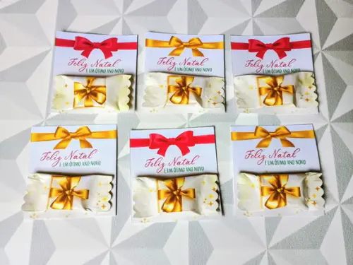 Card com Bala Personalizada - Brinde de Natal e Ano Novo