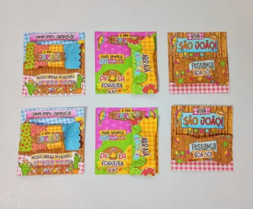 Card com Bala Personalizada Brinde Arraiá e Festa Junina