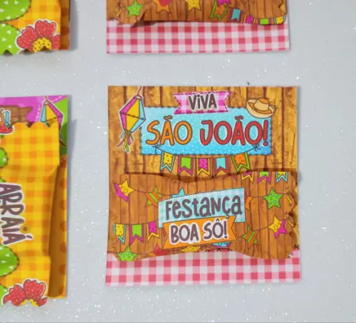 Card com Bala Personalizada Brinde Arraiá e Festa Junina