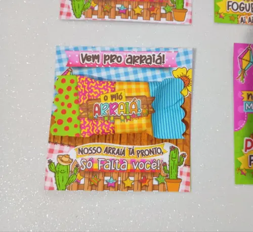 Card com Bala Personalizada Brinde Arraiá e Festa Junina