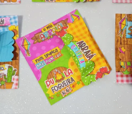 Card com Bala Personalizada Brinde Arraiá e Festa Junina
