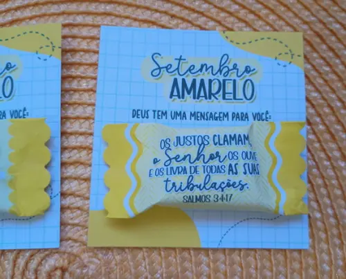 Card com Bala Personalizada Brinde Setembro Amarelo