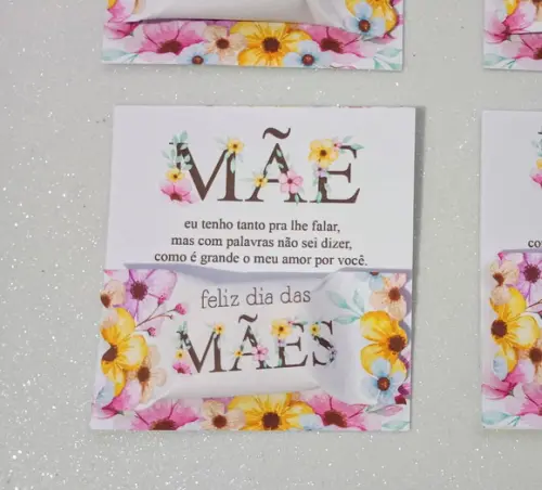 Card com Bala Personalizada Brinde Dia das Mães