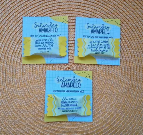 Card com Bala Personalizada Brinde Setembro Amarelo