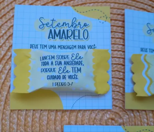 Card com Bala Personalizada Brinde Setembro Amarelo