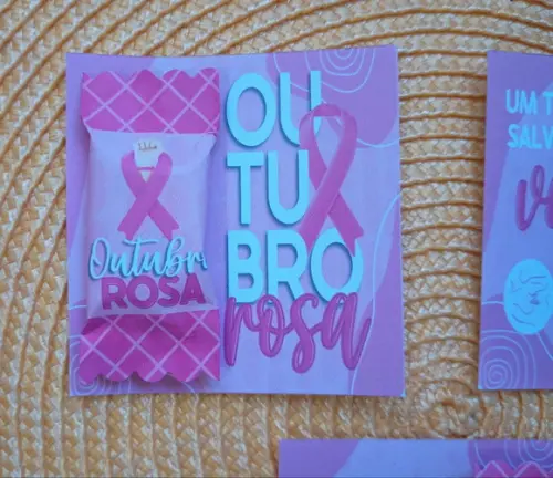 Card com Bala Personalizada Brindes Outubro Rosa