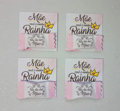 Card com Bala Personalizada Lembrancinha Dia das Mães