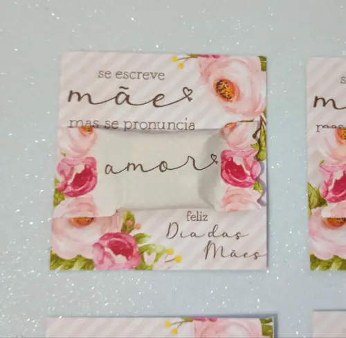 Card com Bala Personalizada Lembrancinha Dia das Mães