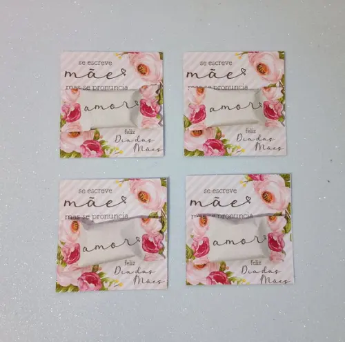 Card com Bala Personalizada Lembrancinha Dia das Mães
