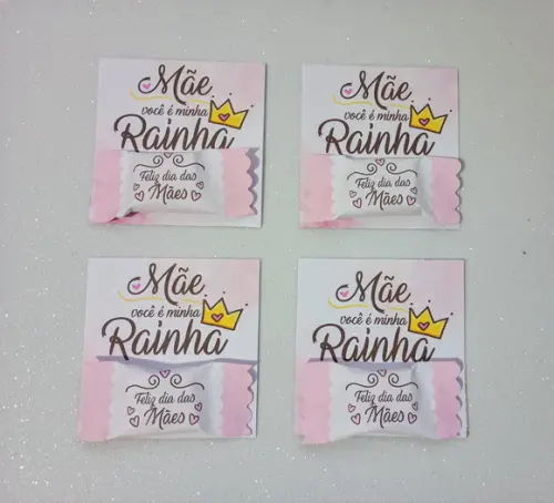 Card com Bala Personalizada Lembrancinha Dia das Mães
