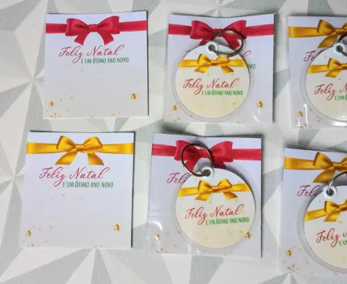 Chaveiro com Tag - Brinde Personalizado de Natal e Ano Novo