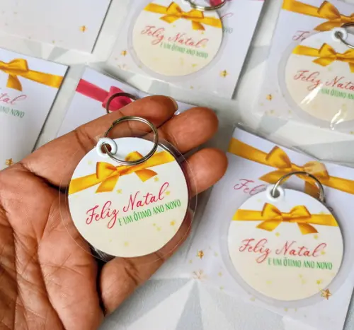Chaveiro com Tag - Brinde Personalizado de Natal e Ano Novo