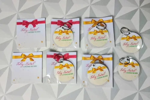 Chaveiro com Tag - Brinde Personalizado de Natal e Ano Novo