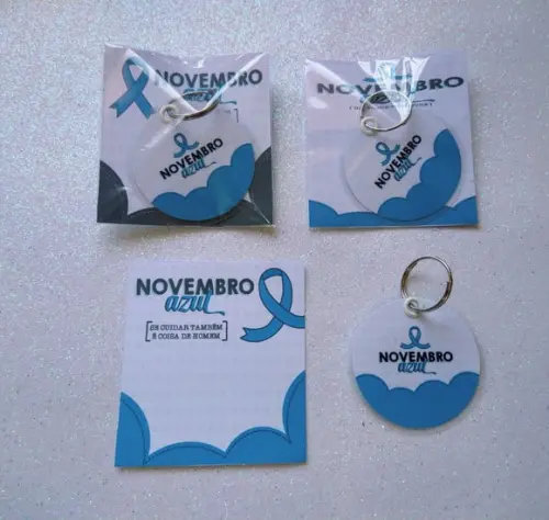 Chaveiro Novembro Azul Brinde Personalizado na Tag